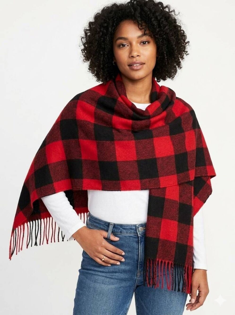 ☔️🔹️Red Buffalo Plaid Unisex Blanket Wrap Scarf Shawl